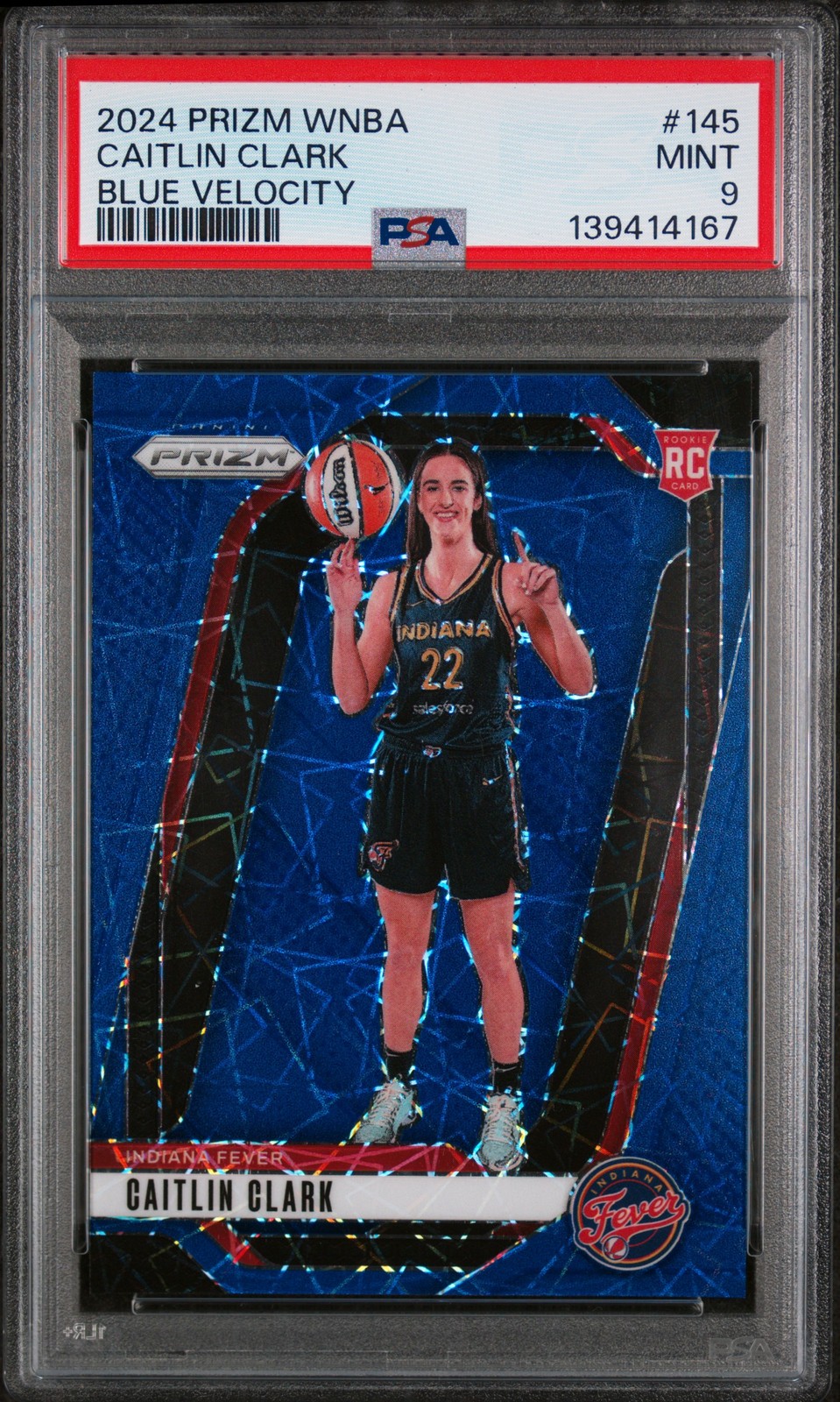 2024 PANINI PRIZM WNBA BLUE VELOCITY #145 CAITLIN CLARK PSA 9