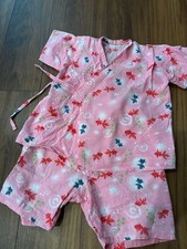 Pink Girls Kids Jinbei Fish Pattern Summer Kimono Set 416Y Japan