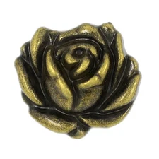 12 Pieces Rose in Full Bloom Metal Shank Buttons. 20mm (3/4 inch) (Antique Br...