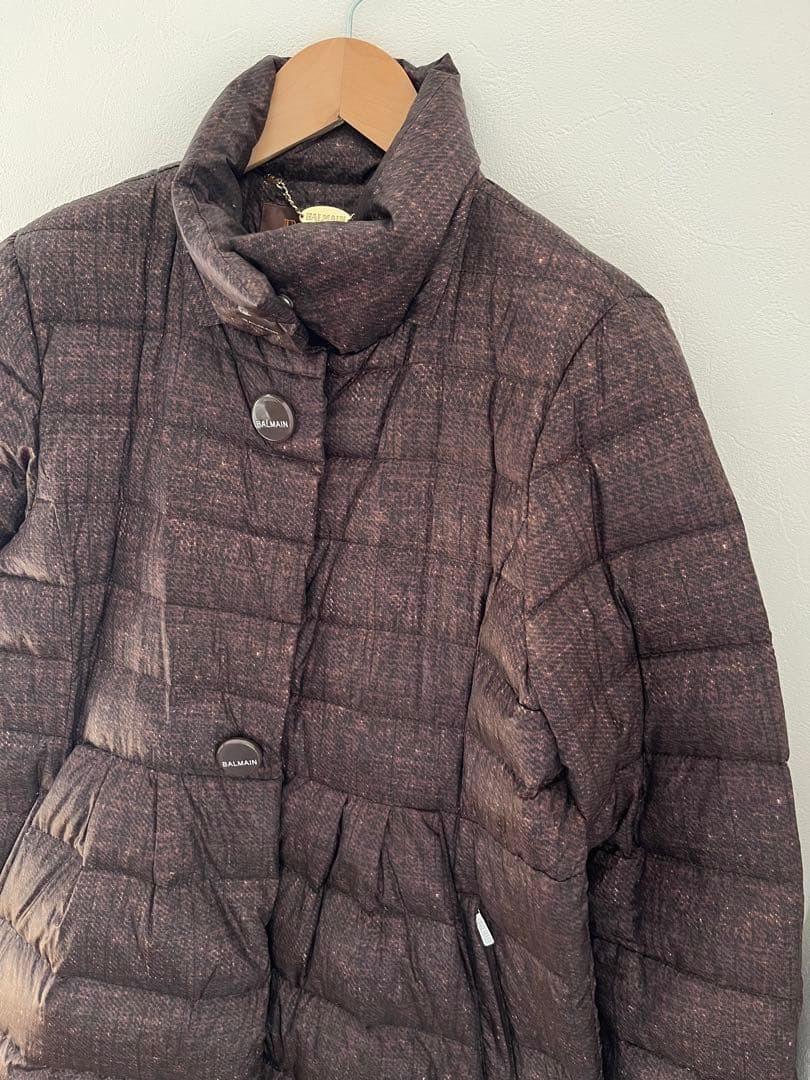 Balmain Down Jacket Dark Brown L Missing Hood Used - image 5