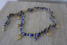 Vintage The Limited Chain Belt Gold Tone Coins Heart Charms