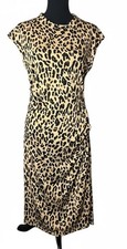 Nine West Dress Women’s High Neck Leopard Print Matte Jersey Accent Waist Size L