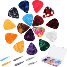 Guitar Picks 50 Pack, 6 Different Thickness Colorful Picks with Organizer