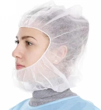 100 PCS Disposable Hood Caps Full Face Hair Net Beard Cover