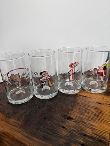 B.C. Comics Glasses Set of 4 BC Ice Age Tumblers 5.25" Johnny Hart 1981 VTG