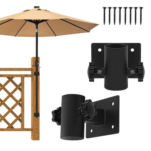 Patio Umbrella Holder 2PCS,Heavy Duty Adjustable Metal Umbrella Clamp Mount B...