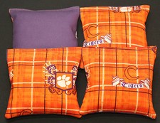 CLEMSON TIGERS 4 CORNHOLE BEAN BAGS BAGGO GAME Top Quality Handmade NEW 