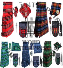 Scottish Highland 8 yard Kilt Clan Tartan 8 Yard Multi Colors Traditional Kilts