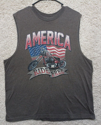 AMERICA RIDE FREE Motorcycle Sleeveless T Shirt Large 42-44 Cool Vintage Look