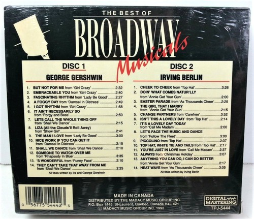 The Best of Broadway Musicals 2 CDs George Gershwin Irving Berlin Madacy 1992 - Imagen 3 de 4