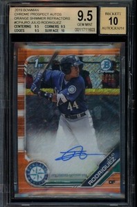 2019 Bowman Chrome Julio Rodriguez Orange Shimmer Refractor Auto /25 BGS 9.5 GEM