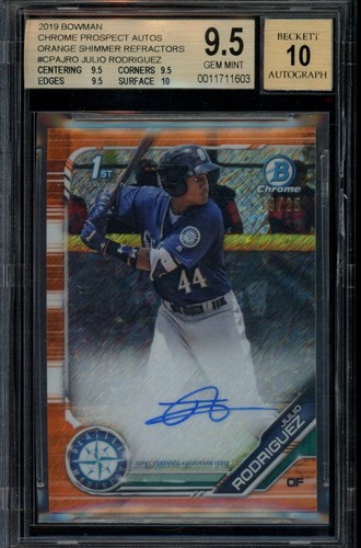 2019 Bowman Chrome Julio Rodriguez Orange Shimmer Refractor Auto /25 BGS 9.5 GEM - Picture 1 of 2