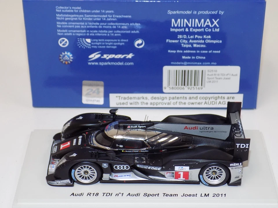 1/43 Spark Audi R18 TDi Sport Team Joest Car #1 2011 24 H LeMans S2516 TN119B Foto 3 de 3