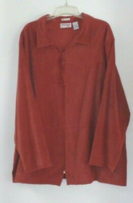 2X Rust Faux SUEDE BLAZER JACKET Zip Closure Wear Inside/Out Winter Spring Fall