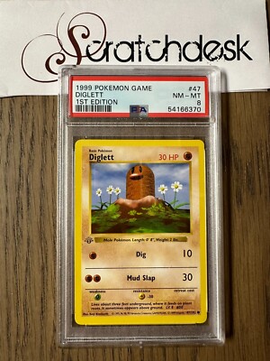 PSA 8 - Pokemon DIGLETT - Base Set SHADOWLESS 1st EDITION - 47/102