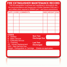 Small Fire Extinguisher Maintenance Labels in Red - Ultra Adhesive & Rip Proof