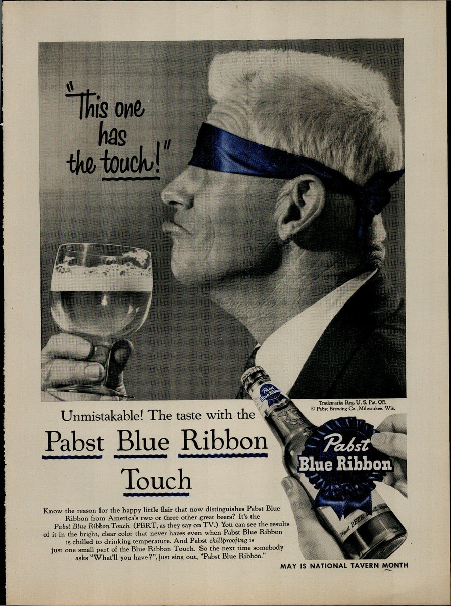 1956 Pabst Blue Ribbon Beer This One Has The Touch Vintage Print