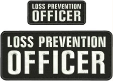LOSS PREVENTION OFFICER EMB PATCH 4x10 & 2X5 VELCR@ ON BACK WHITE ON BLACK