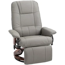 Faux Leather Recliner Chair Adjustable Manual Swivel Base with Relaxing Footrest