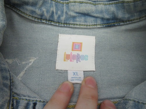 LuLaRoe Jean Jacket Girls XL Blue Light Wash Stretch Denim Jacket Kids XL NEW - Picture 13 of 14