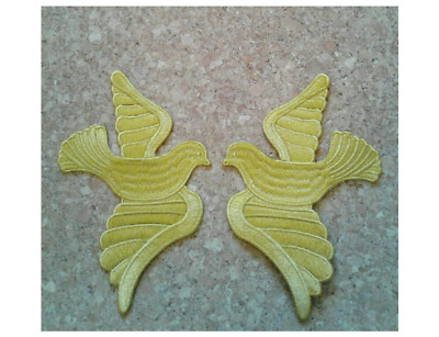Dove - Holy Spirit - Stoles - Gold Rayon - Embroidered Iron On Patch - PAIR