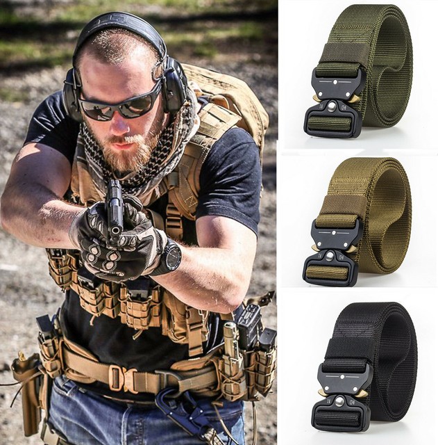 Adjustable Military Tactical Belt Mens Army Combat Waistband Rescue