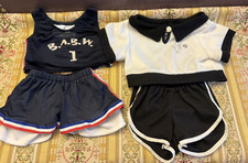 Build a Bear Soccer Uniform Black White Basketball Jersey Shorts Sports LOT
