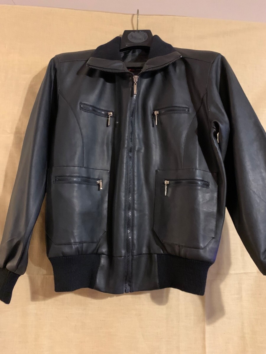 Wanwest womans black leather vtg med jacket | eBay