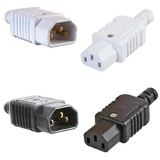 REWIREABLE IEC C13 FEMALE SOCKET C14 MALE PLUG 10A 250VAC INLINE CABLE CONNECTOR