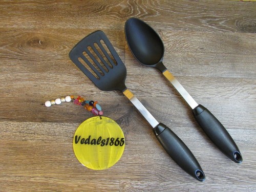 SUNBEAM Spatula & Serving Spoon Black Nylon/Plastic w/Stainless Steel Center
