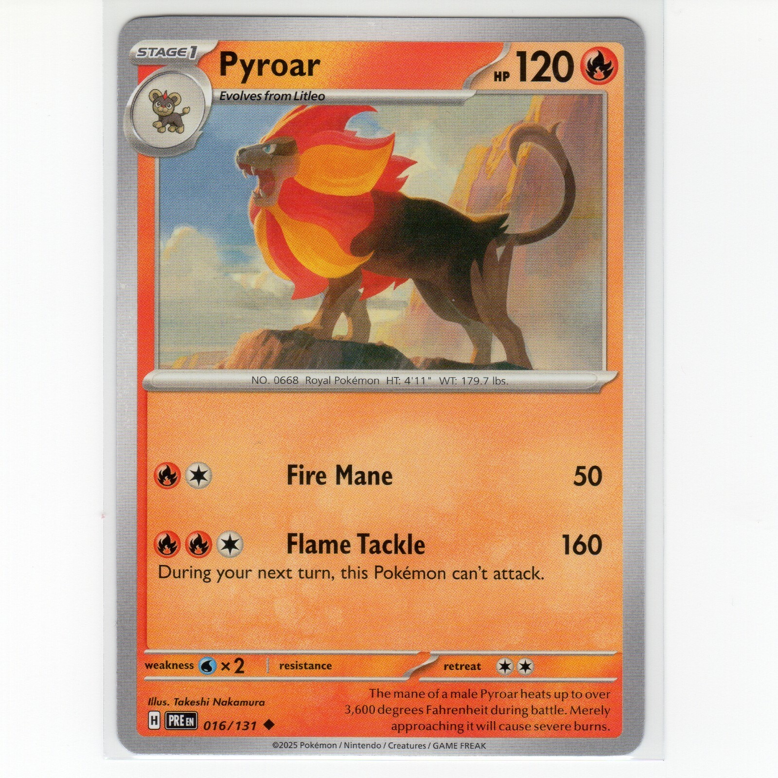 Pokémon TCG Pyroar 016/131 SV: Prismatic Evolutions Regular Card EN-NM 2025