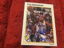 TIM HARDAWAY,AUTOGRAPHED 1991-92 HOOPS BASKETBALL CARD GOLDEN STATE WARRIORS, NM