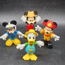 Disney Figures Mickey Mouse Career Bundle Lot Police Fire Man Farmer Donald Duck