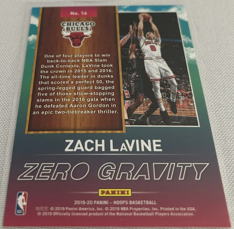 2019-20 Panini Hoops Basketball Zach LaVine Chicago Bulls Zero Gravity #16 - Image 2 of 2