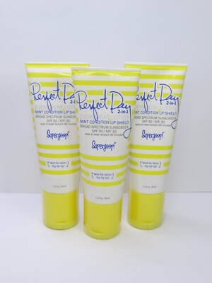 SUPERGOOP! PERFECT DAY EVERYWEAR LOTION + MINT CONDITION LIP SHIELD (LOT OF 3)