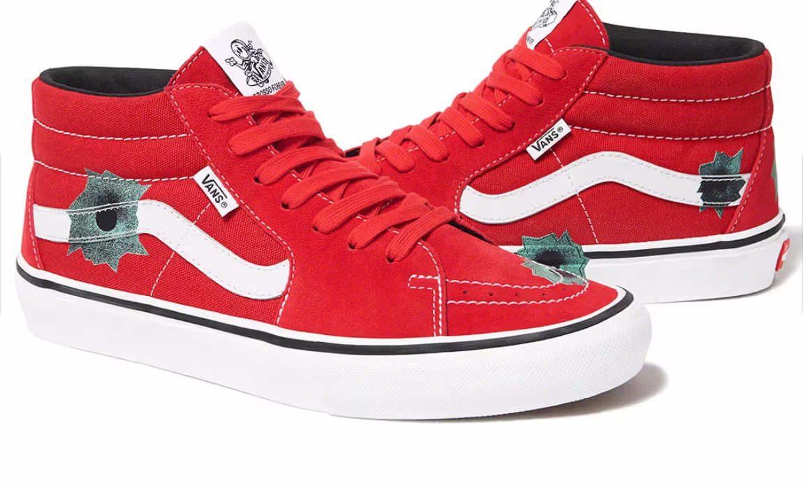 Supreme x nate lowman x Vans Skate Grosso Mid rouge neuf exclusivité Japon