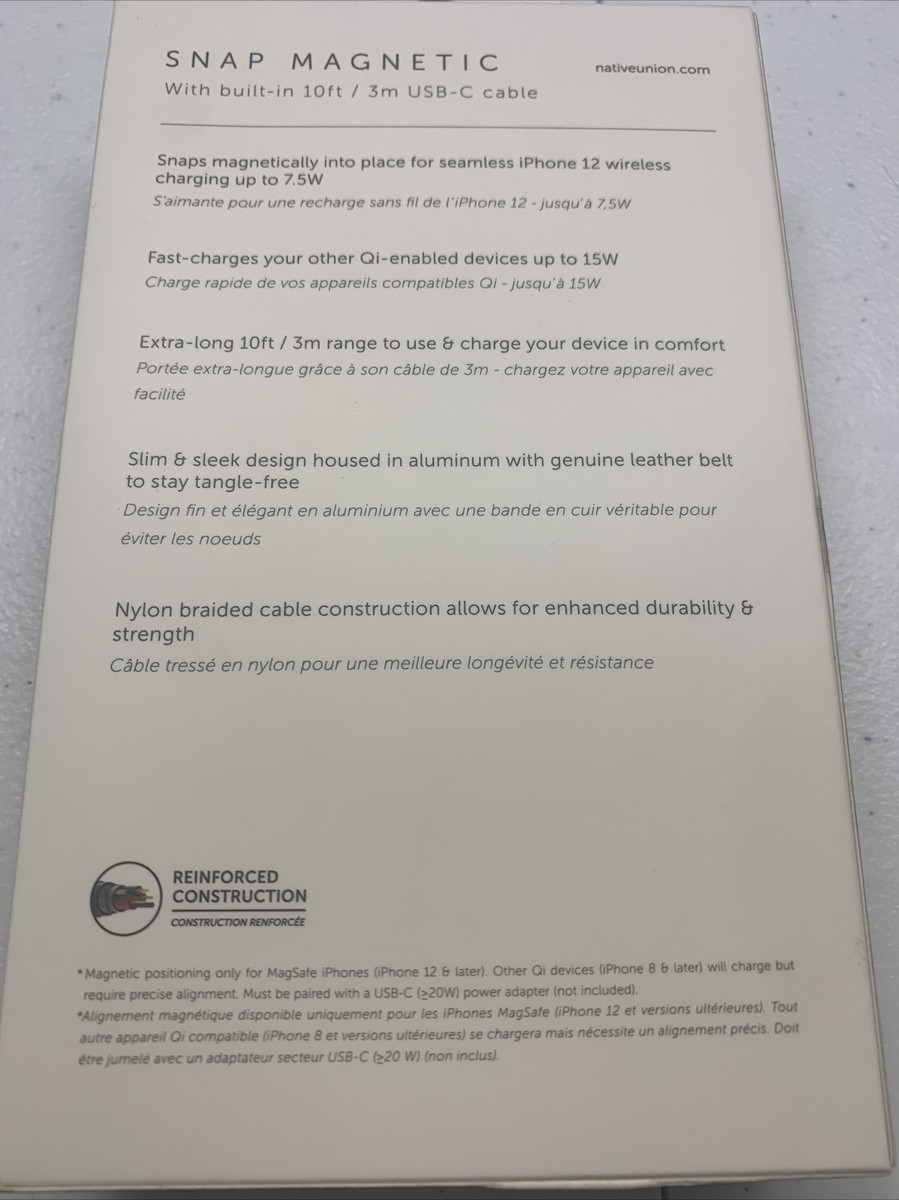 Native Union Snap Cable XL USB-C Black SNAP-WL-COS | eBay 