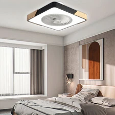 22" Bladeless Invisible Ceiling Fans with ​LED Light Fan Chandelier & Remote UPS