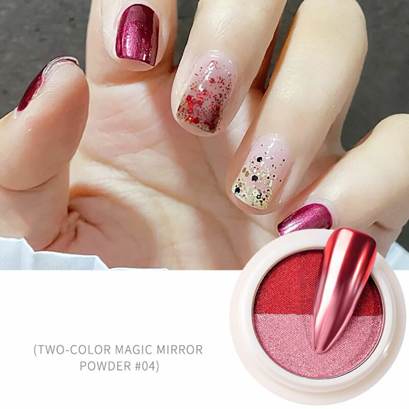 1 Box Double Colors Solid Magic Mirror Nail Powder Holographic Laser Nail O eBay
