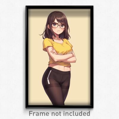 Anime Art Poster Girl Feeling Annoyed Wearing Battling Leggings