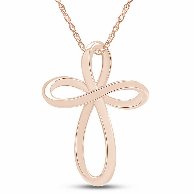 Open Loop Cross Pendant Necklace 14k Gold Plated Sterlg