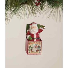 Bethany Lowe Christmas Retro Santa in Box Ornament, TL2372 NWT