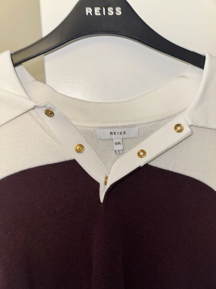 Polo de manga larga Reiss para hombre talla XXL (se ajusta como grande de EE. UU.) rojo granate Foto 2 de 3