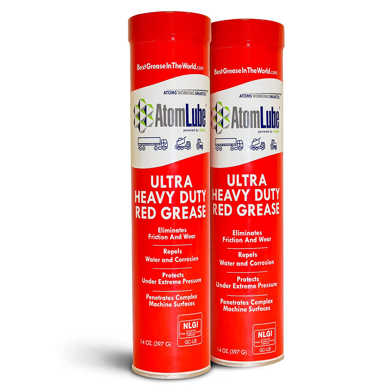 Ultra Heavy Duty Red Grease, 2-Pack of 14 Oz. Tubes| Waterproof Lubricant & High
