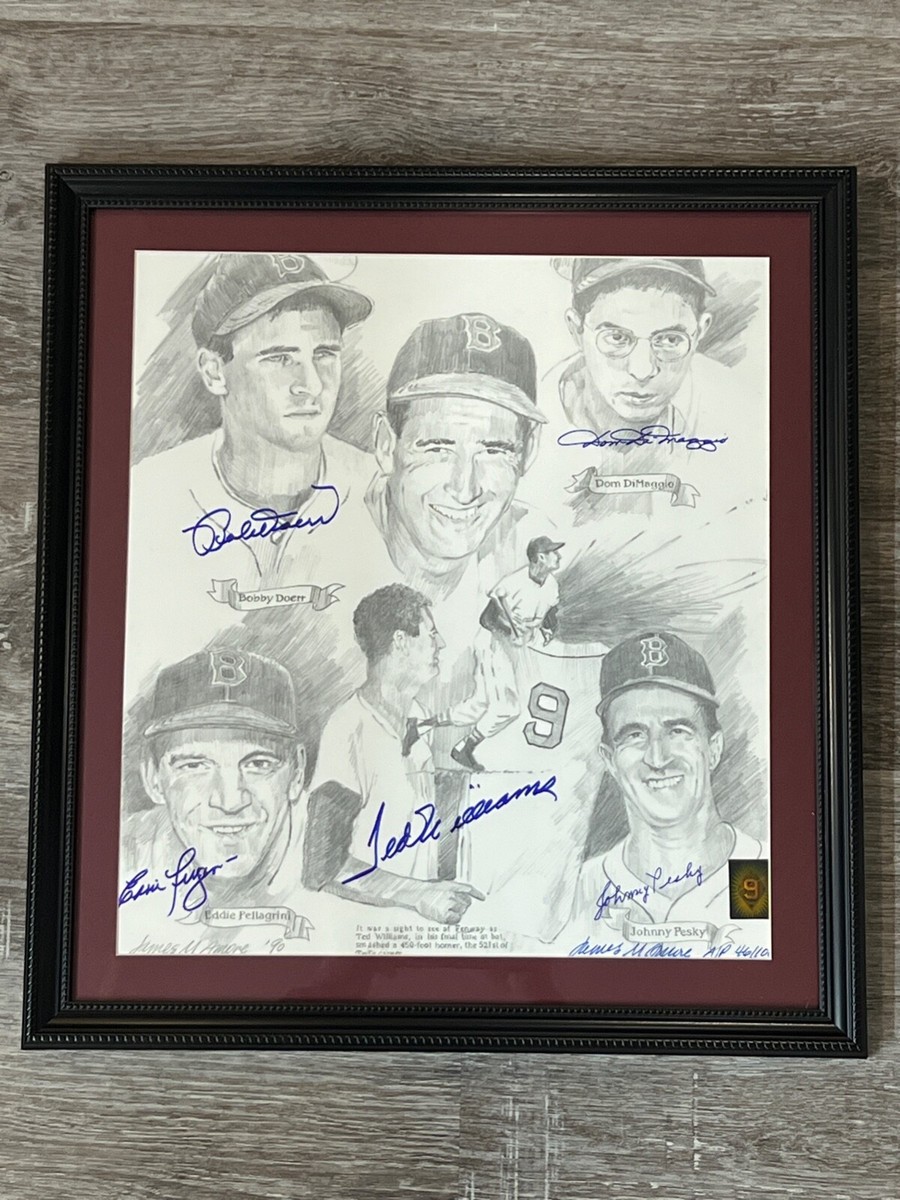 Ted Williams & Friends 16x20 Signed Litho w/Doerr/Pellagrini/Pesky