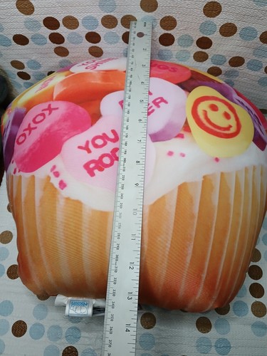 2 Scoops Conversation Heart Candies Cupcake Microbead Plush 14" Pillow Plush - Picture 5 of 7