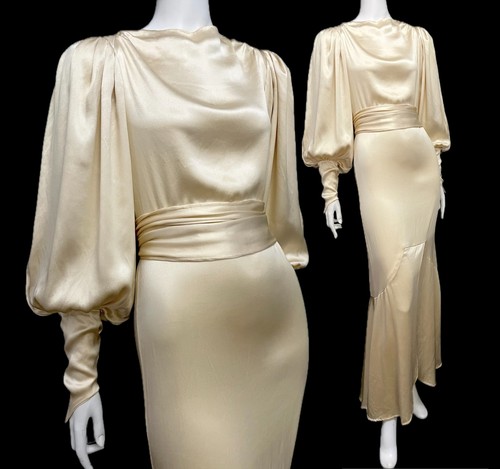 Antik 30er Jahre Seide Brautkleid Kerzenschein Deko Traum 1935 gereinigt +Kopfschmuck