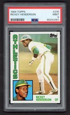 1984 Topps Baseball #230 Rickey Henderson PSA 9 MINT Oakland A’s Awesome Color!