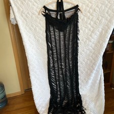 Pretty little thing black tassel beach dress plus size 3XL new with tags 