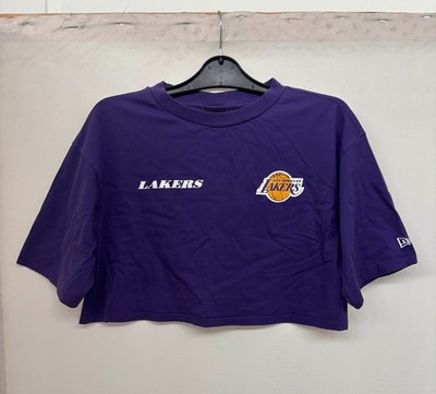 New Era LA Lakers NBA Team Logo Crop Damen T-Shirt Lila Größe L